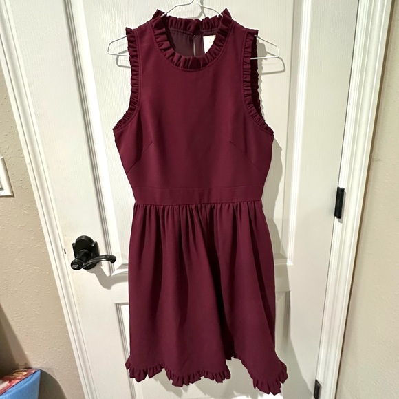 Kate Spade Ma Cherie Deep Cherry Ruffle Fit & Flare Dress NWT - Picture 6 of 13